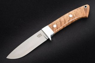 Bark River Knives Classic Drop Point Hunter Lg - Dark Curly Maple