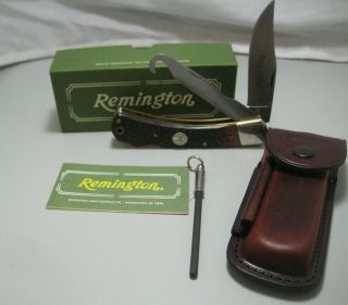 Remington Umc R3 Delrin Big Game Dual Lockback Knife With Sheath Box Buck Head