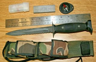Imperial Usa M - 7s Military Combat Fighting Knife W/ Sheath & Sharpening Compass