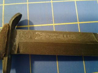 Camillus US M3 trench knife with sheath flying bomb marked 2