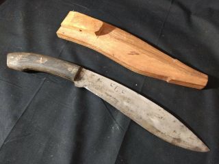 Philippine Jungle Knife With Water Buffalo Horn Handle Wood Sheath Vietnam Era