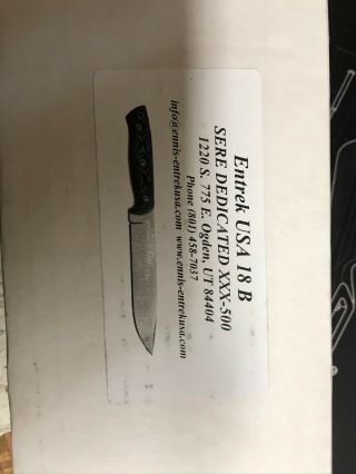 Entrek 18 Bravo S.  E.  R.  E.  Dedicated Fixed - Blade Knife - 095 - 500 w/kydex sheath 3