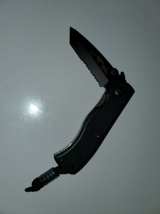 Emerson Knife Mini Cqc - 7bw - Bts Black Serrated Edge Made In Usa