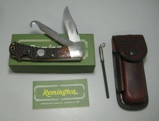 Remington R3 Delrin Big Game Dual Lockback Knife With Sheath Box Umc Circle