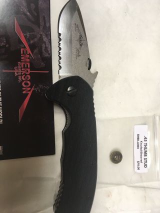 Emerson Cqc - 14 Sfs " Snubby " Satin Combo Edge Knife W/ Wave. ,  Usa Only