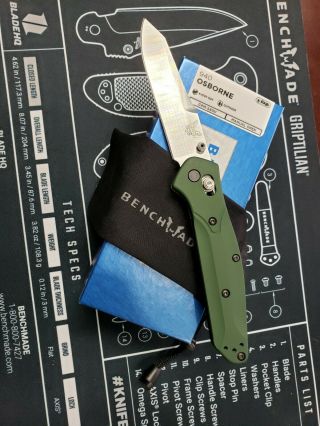 Benchmade 940 Axis Lock,  Custom Osborne Design,  Cpm - S30v Green Knife,  Lnib