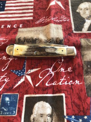 Case Xx 5254 Ss Burnt Stag 4 - Dot Magicians Trapper Knife 1 Of 500 Made