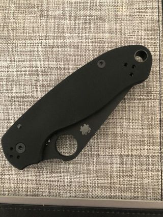 All Black Spyderco Para 3 W/ Deep Carry Clip And Red Back Spacer