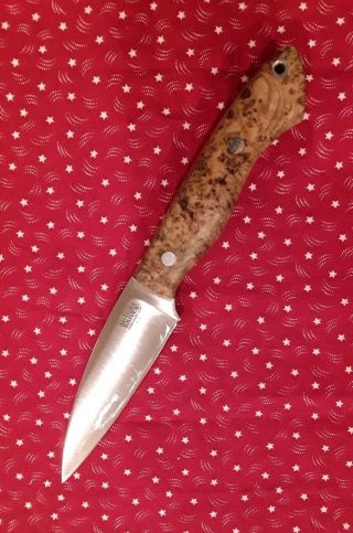 Bark River Bush Seax Bantam Fixed Blade Knife,  Black Ash Burl,  No Sheath