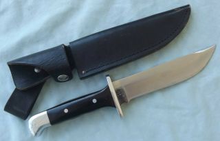 Pre - 1986 Buck 124 U.  S.  A Black Frontiersman Hunting Knife N Sheath Made In Usa