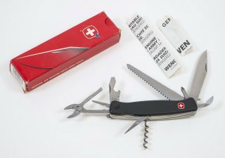 Black Wenger Ranger Swiss Army Knife With 8 Tools & Box
