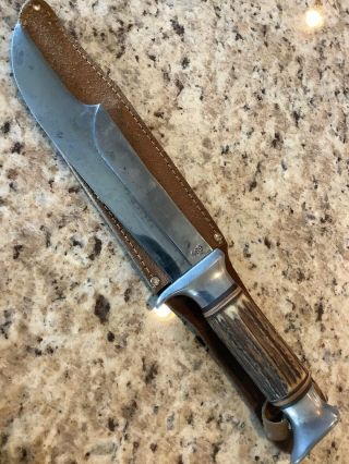 " Edge Brand " Bowie - Style,  Clip - Point,  Hunting Knife 469 / Stag Handle / Germany