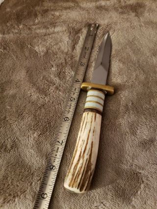 Harvey Usa Custom Knife Drop Point Hunter Stag Fixed Blade Dirk Dagger Vintage