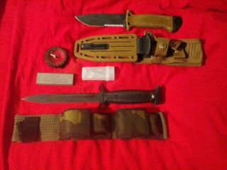 Imperial Usa M - 7s Military Combat Fighting Knife W/exras & Gerber Fixed Blade