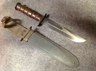 U.  S.  Navy Camillus Mk 2 Fighting Knife 12in.  With Gray Scabbard