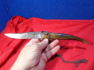 Early Spanish Folding Knife Navaja Horn Handle.  BX - A 3