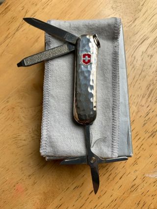 Victorinox Swiss Army Knife Classic Sd Hammered Sterling Silver 53029