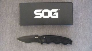 Sog Tac Knife 3.  5 " Black Tini Drop Point
