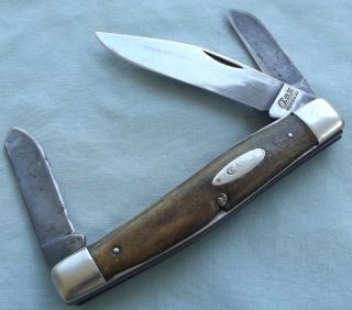 Old Case Xx Stag Bone 3 - Blade 4 - 1/4 " Stockman Usa Pocket Knife1920 - 1940??