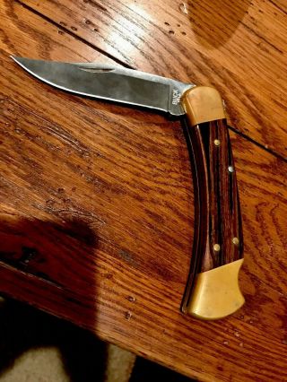 Vintage Buck 110 Usa Folding Lockback Pocket Knife W/sheath