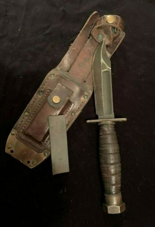 Vintage Ontario 2 - 80 Jet Pilot Survival Fighting Knife With Sheath And Stone