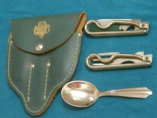 Vintage G Schrade Usa Gsa Girl Scouts Chow - Kit Easy Open Wire Jack Knife Set Old