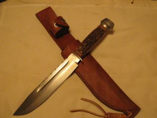 Stag Bowie Knife Solingen Germany Imco Custom Leather Sheath Bushcraft Survival