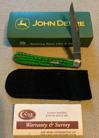 John Deere Knife By Case Xx.  Item No 05809 Green Slimline Trapper 61048 Ss