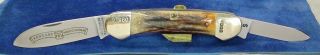 Schrade Wostenholm I - Xl Canoe Knife Stag Grips Sheffield England Folding Pocket