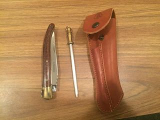 Laguiole Pocket Knife Sharpener And Case 4 1/4 " Long