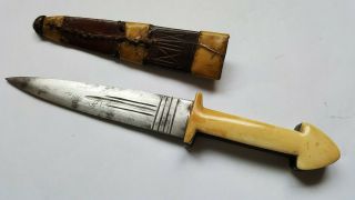 African Sudanese Nubian Tuareg Mandingo Arm Dagger Knife Leather Sheath Bone