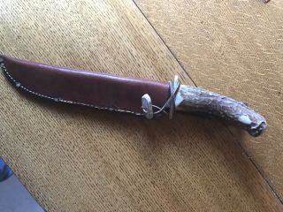 R.  F.  Roy,  Libby Montana Custom Hand Made Bowie Knife Stag Handle 8 1/8”