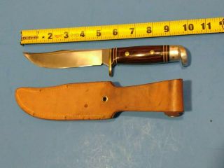 Vintage Western W36 Fixed Blade Knife With Leather Sheath
