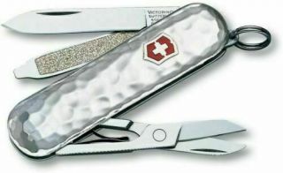 Swiss Army Knife Victorinox Sterling Silver Classic Hammered 925 Pocket Knife