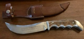 Anton Wingen Jr Trapper Knife Solingen Germany Stag Handle & Sheath