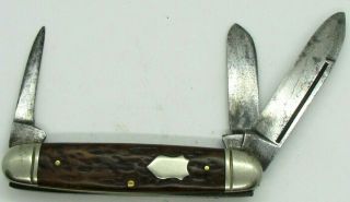 Vintage Challenge Cutlery Co.  3 Blade Pocket Knife Bone Handle Good