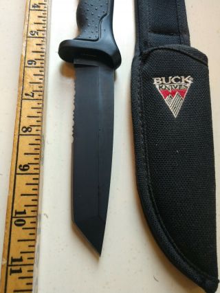 VINTAGE BUCK 653 USA NIGHTHAWK HUNTING/TACTICAL/FIXED BLADE KNIFE WITH SHEATH 2