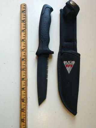 VINTAGE BUCK 653 USA NIGHTHAWK HUNTING/TACTICAL/FIXED BLADE KNIFE WITH SHEATH 3