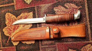 Vintage Case Xx Fixed Blade Hunting Knife With Leather Sheath 316 - 5 Ssp