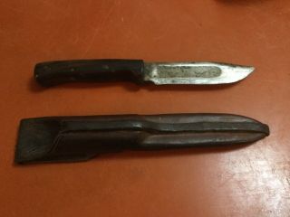 Vintage Marbles Gladstone Knife - Wood Handle - W/ Sheath