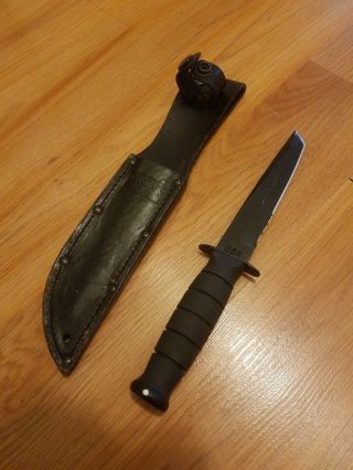 Ka - Bar 5054 Tactical Black Short Straight Fixed Blade Tanto Knife,  Sheath