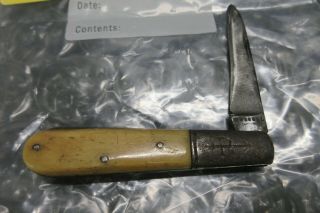 Russell Barlow Vintage Lockback Folding Pocket Knife Bone Insert