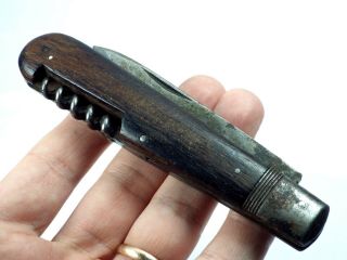 Antique G.  R.  &s Solingen Folding Pocket Knife 1 Blades,  Corksrew 1900s