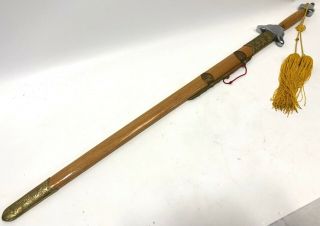 Vintage 38 " Wood Handle Brass Flexible Stainless Steel Chinese Tai Chi Sword
