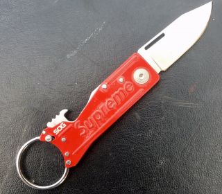 Sog Supreme Keytron Keychain Folding Knife - Supreme Red