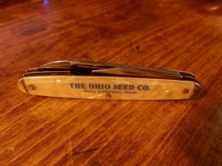 Vtg Lipic Pocket Knife Ohio Seed Co Ad Screwdriver Cap Lifter Advertising Oh Usa