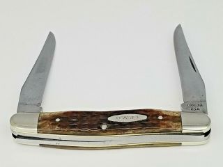 1980 10 Dot Case Xx Usa Muskrat Pocket Knife 3 7/8 " Brown Appaloosa Bone Handles
