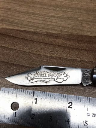Russell Barlow 1875 - 1975 Commemorative Pocket Knife 2