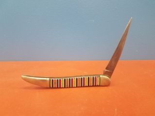Vintage Kutmaster Utica,  N.  Y.  Texas Toothpick Pocket Knife Glitter Stripe