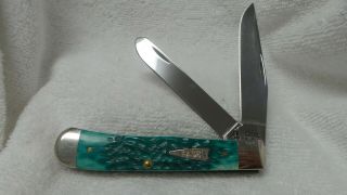 Case Xx Teal Colored 2 Blade Trapper Folding Pocket Knife